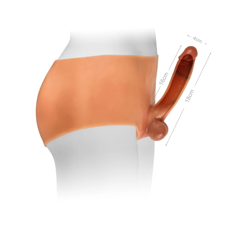 Реалистичный фаллопротез на трусиках с эффектом натуральной кожи VSCN Versatile Pants with Hollow Realistic Dildo, 18 см