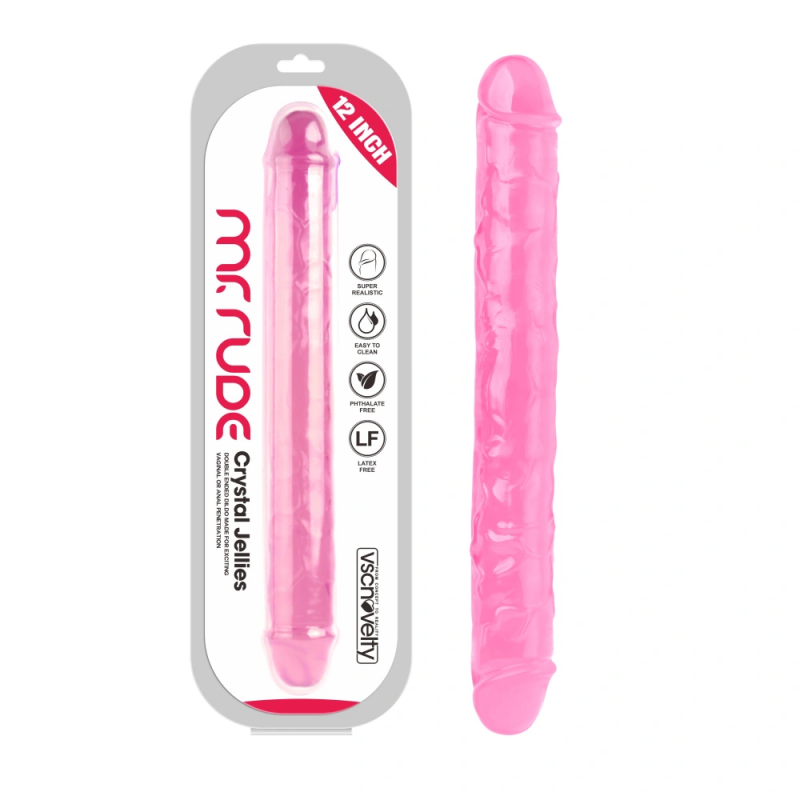 Двухсторонний фаллоимитатор розовый VSCN 8.5 " Mr. Rude -Crystal Jellies Realistic Dildo Clear, 30,5 см