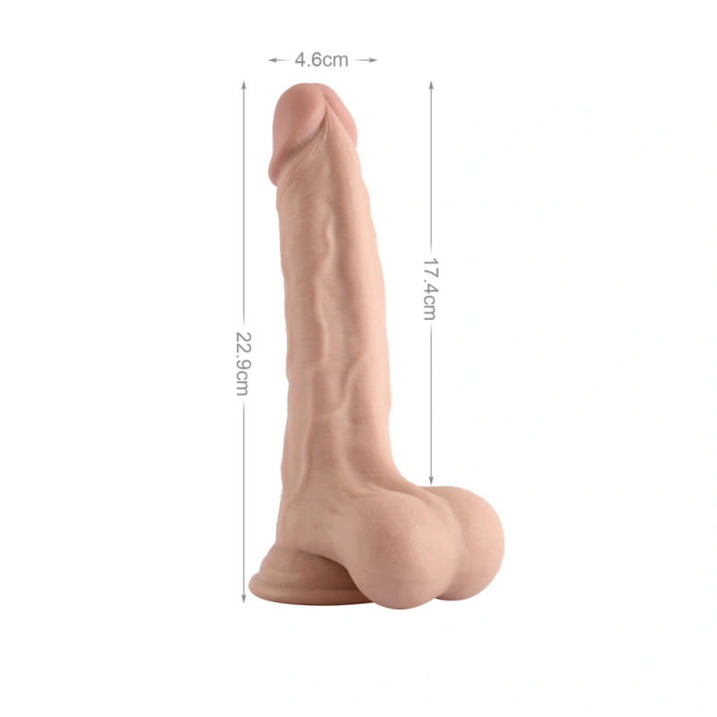 Фаллоимитатор с подвижной кожей VSCN 9'' Sliding Skin Dual Layer Dong-Whole testicles, 22,9 см