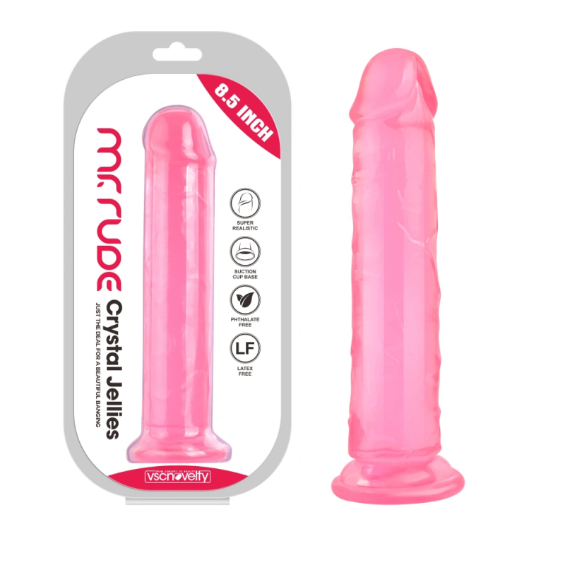 Реалистичный фаллоимитатор розовый VSCN 8.5 " Mr. Rude -Crystal Jellies Realistic Dildo Pink, 21,6 см