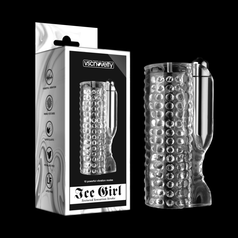 Прозрачный мастурбатор с вибрацией VSCN Ice Girl Textured Sensation Stroker