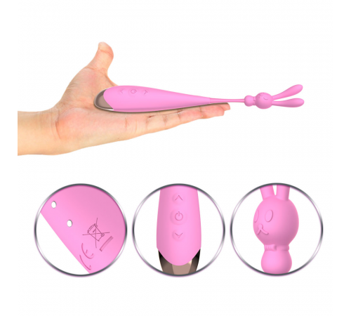 Точечный вибратор с 2 насадками Pink Rabbit Head