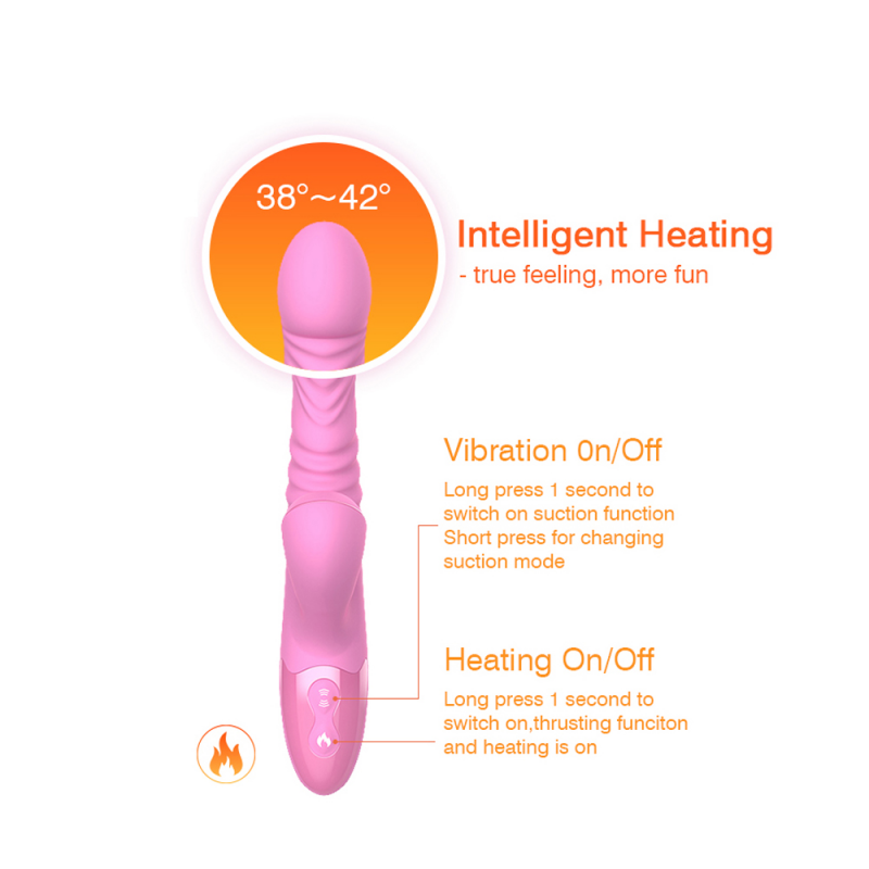 Вибратор с вакуумной стимуляцией и подогревом Sucking Rabbit Vibrator