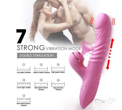 Вибратор с вакуумной стимуляцией и подогревом Sucking Rabbit Vibrator