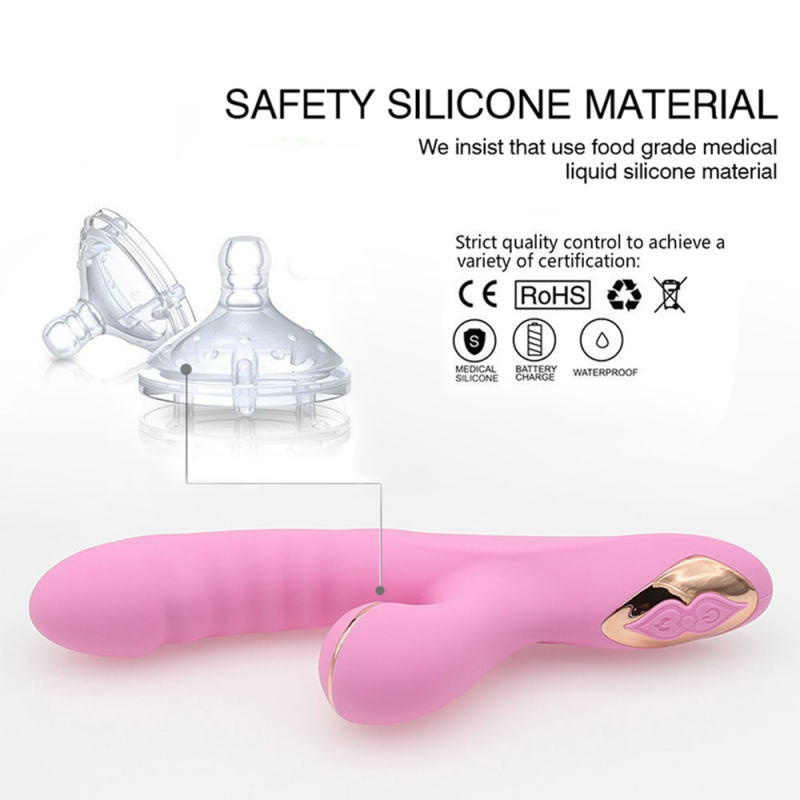 Вибратор с вакуумной стимуляцией и подогревом Sucking Rabbit Vibrator Pink