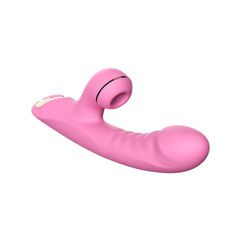 Вибратор с вакуумной стимуляцией и подогревом Sucking Rabbit Vibrator Pink