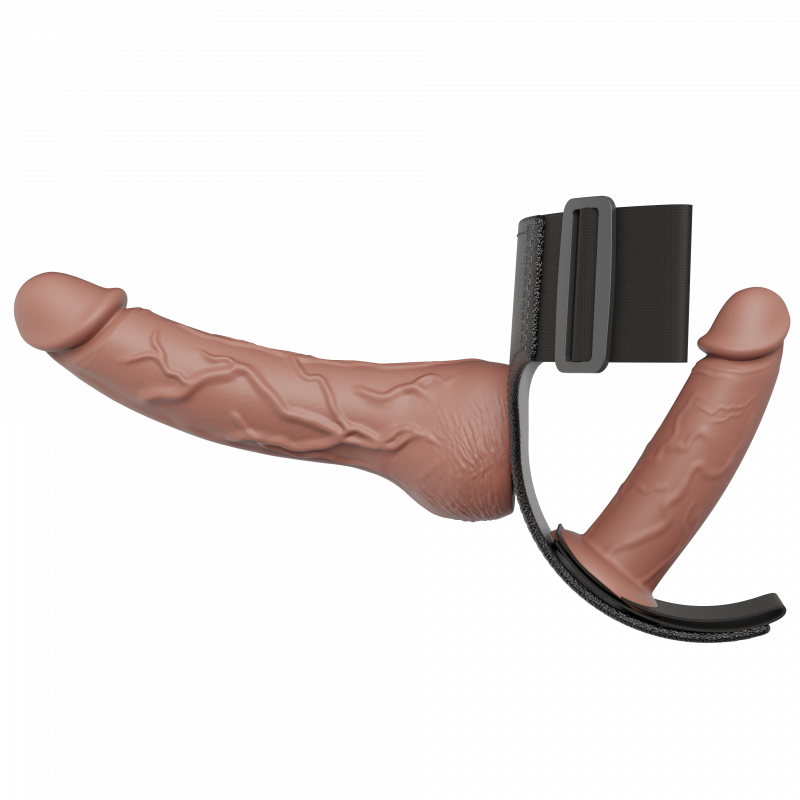 Двойной вибро-страпон с фрикциями и пультом ДУ Yeain Telescoping Dildo