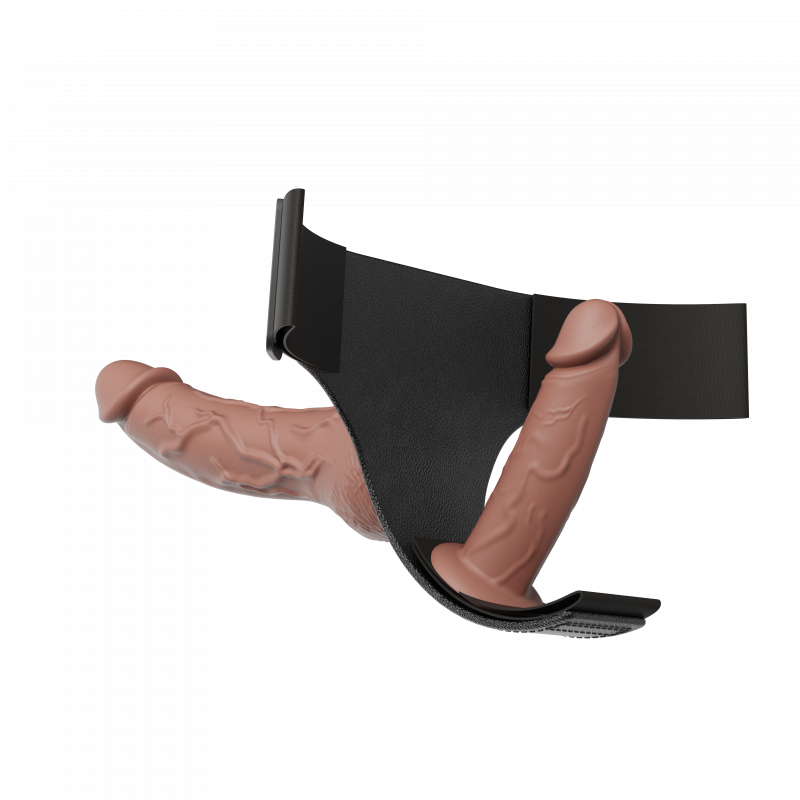 Двойной вибро-страпон с фрикциями и пультом ДУ Yeain Telescoping Dildo