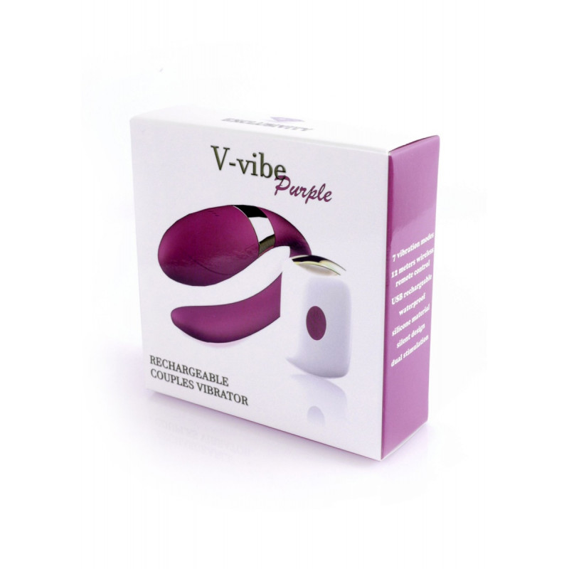 Вибратор для пар с ДУ V-Vibe Purple USB 7 Function / Remote Control