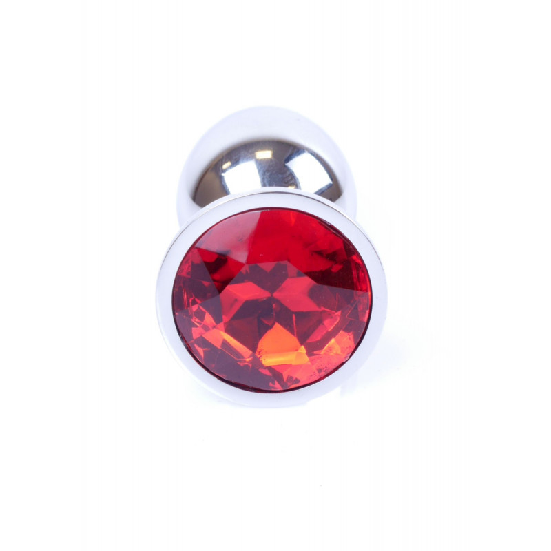 Анальная пробка металлическая размер S Jewellery Silver PLUG - Red