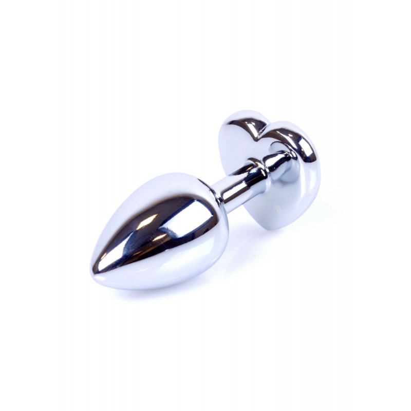 Анальная пробка металлическая размер S Jewellery Silver Heart PLUG - Red