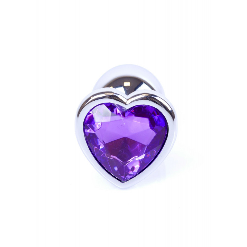 Анальная пробка металлическая размер S Jewellery Silver Heart PLUG- Purple