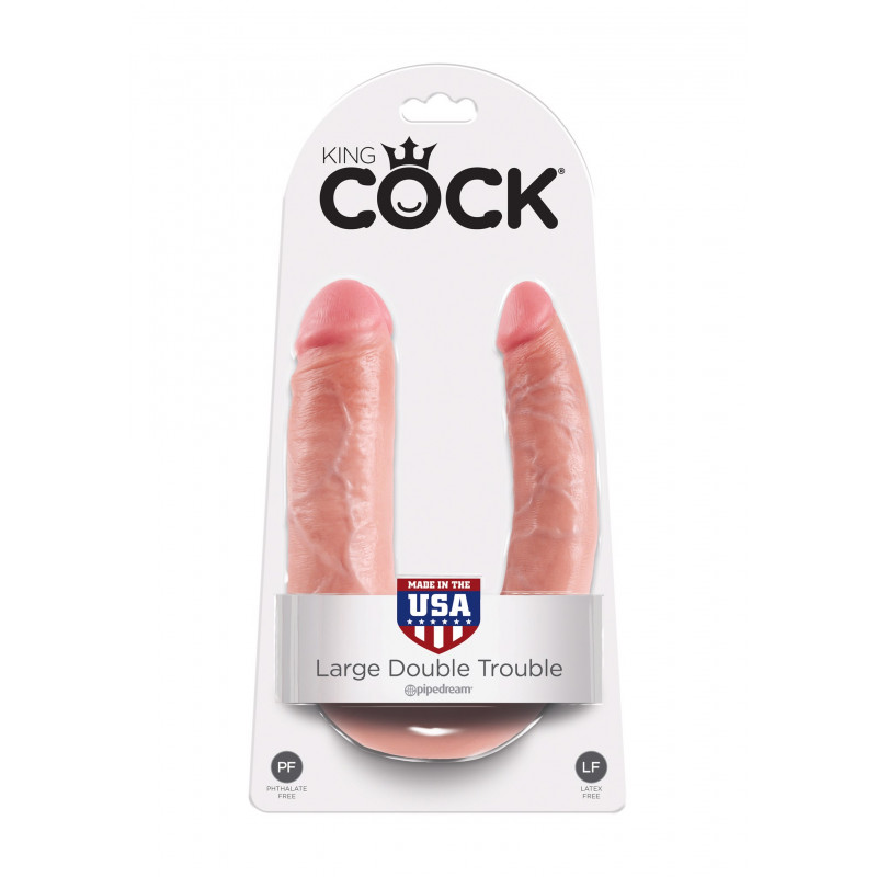 Реалистичный двухсторонний фаллоимитатор Pipedream King Cock - U-shape Double Trouble L, 44 см
