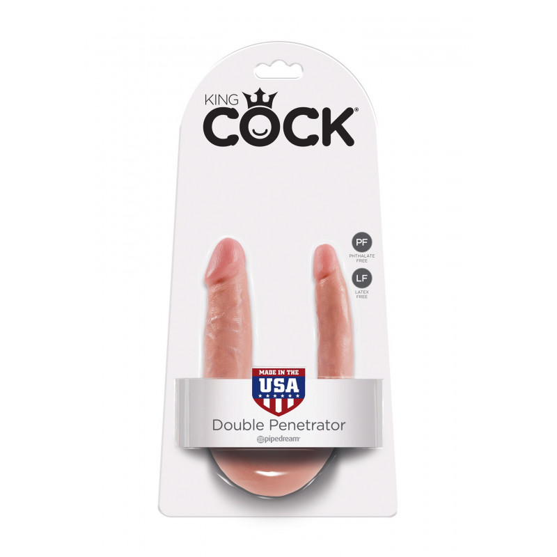 Реалистичный двухсторонний фаллоимитатор Pipedream King Cock - U-shape Double Trouble S, 34 см