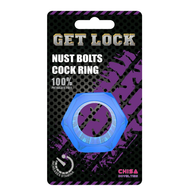 Эрекционное кольцо Nust Bolts Cock Ring-Blue