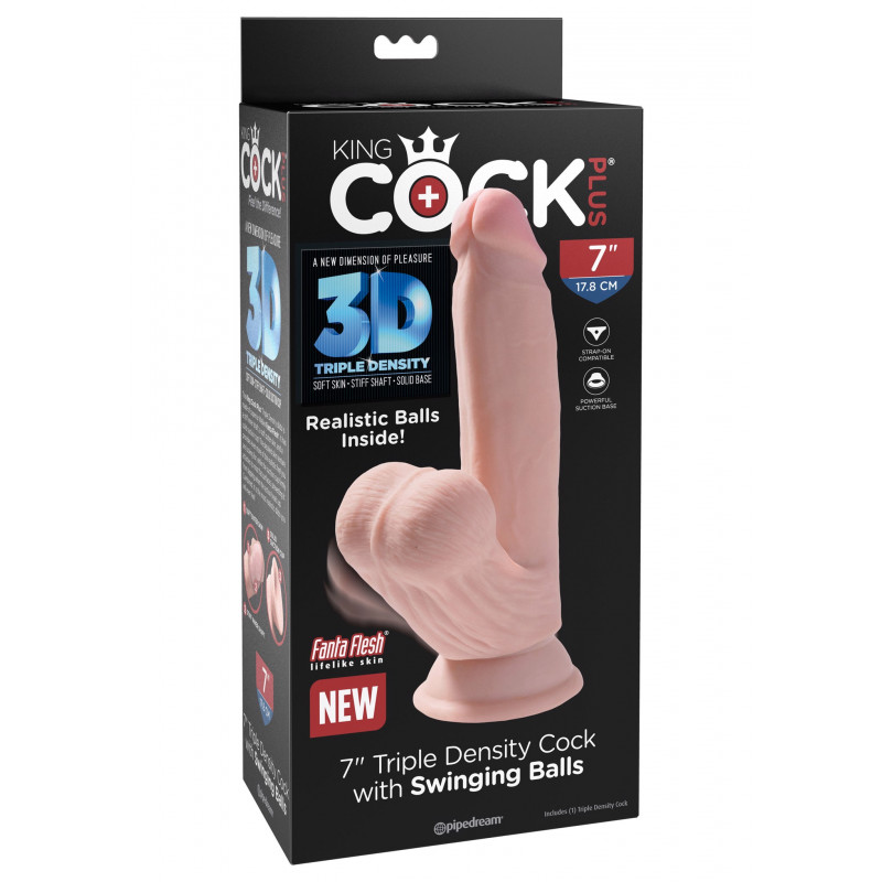 Реалистичный фаллоимитатор на присоске с подвижной мошонкой Pipe Dream 3D Cock Swinging Balls Light skin ton, 21,5 см
