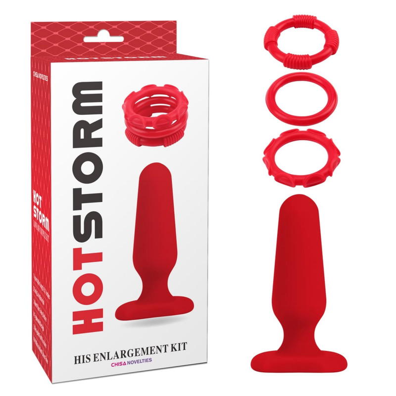 Набор анальная пробка и 3 эрекционных кольца His Enlargement Kit