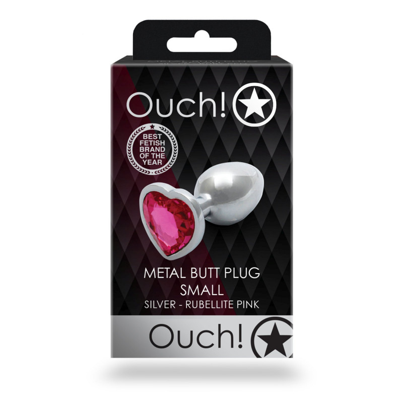 Анальная пробка металлическая размер S Ouch Heart Gem Butt Plug - Small