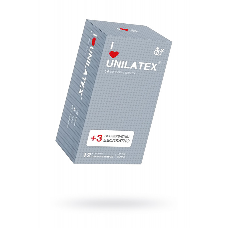 Презервативы Unilatex, dotted, латекс, точечные, 19 см, 5,4 см, 15 шт.