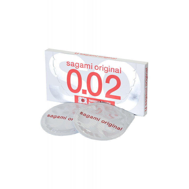 Презервативы Sagami, original 0.02, полиуретан, ультратонкие, гладкие, 19 см, 5,8 см, 2 шт.
