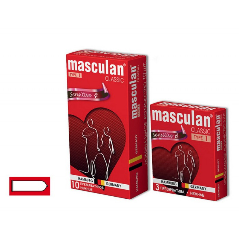 Презервативы Masculan, classic 1, нежные, 18,5 см, 5,3 см, 3 шт.